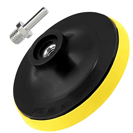 4 Inch(100mm) Hook and Loop Buffing Pad for Sanding Discs, Rotary Backing Pad with M10 Drill Attachment Adapter and Soft Foam Layer