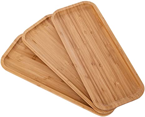 Bamboo Tray Bamboo Plates 13.8 x 5.9 x 1 Inches Serving Tray Elegant Appetizer Plates Steak Plate Coffee Tea Serving Tray Fruit Platters Party Dinner Plates Sour Candy Tray