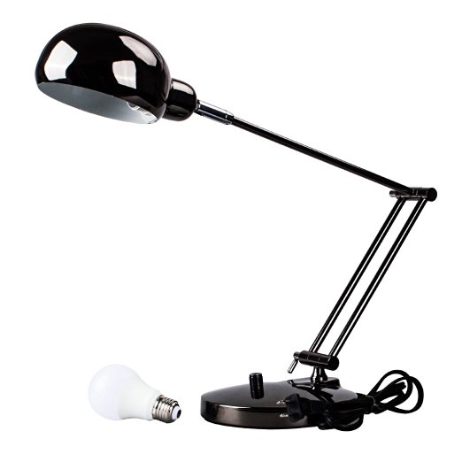 T-SUN Modern Style Swing Arm Desk Lamp, Dimmable LED Desk Lamp, Eye Care Table Lamps, Energy-Efficient Architect Desk Lamp, 6W E26 LED Bulb Included, Equal to 40W Incandescent Bulbs, Reading Lamp, Task Light, Black