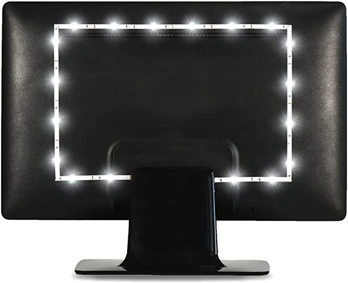 Luminoodle Bias Lighting, Backlight Kit for Monitors up to 24" - USB LED Light Strip - Computer Monitor Backlight - True White Adhesive Strip - White - Small (&lt;24" TV)
