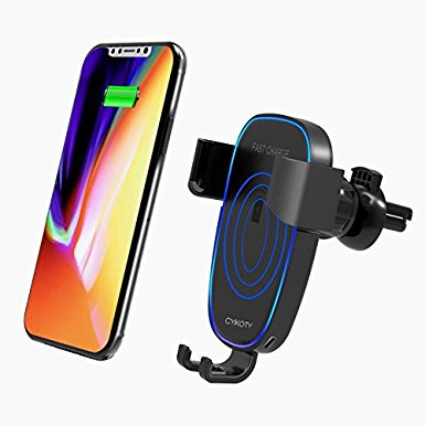 Wireless Car Charger Air Vent Phone Holder Gravity Car Mount Fast Charging for Samsung Galaxy S8, S7/S7 Edge, Note 8 5 and Standard Charge for iPhone X, 8/8 Plus & Qi Enabled Devices