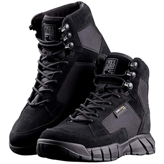 FREE SOLDIER Men's Tactical Boots 6 Inches Lightweight Breathable Military Boots for Hiking Work Boots