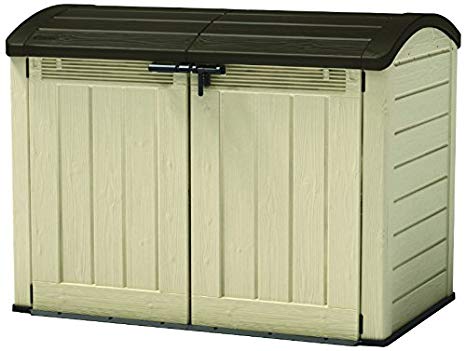 Keter Store-It Out Ultra Outdoor Plastic Garden Storage Bike Shed, Beige and Brown, 177 x 113 x 134 cm