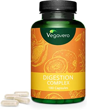 Digestive Supplements Vegavero® | 100% Natural | with Digestive Enzymes from Papaya and Pineapple + Kiwi, Cumin and Cardamom | Free from Bulking Agents, SOYA & maltodextrin | 180 Capsules | Vegan