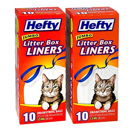 20ct Hefty Jumbo Litter Box Liners with Drawstrings Bags Cats Thick XL Large