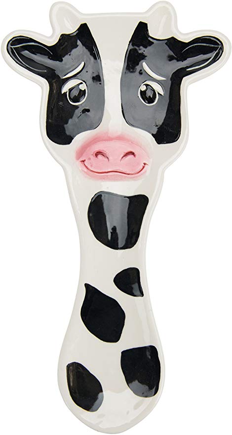 Boston Warehouse Udderly Cow Spoon Rest, Hand Painted Ceramic