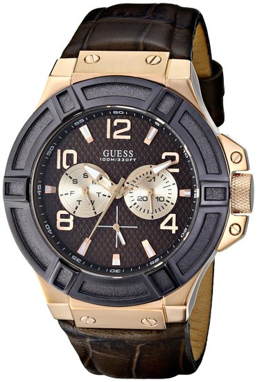 GUESS Men's U0040G3 Rigor Standout Rose Gold-Tone Multi-Function Watch