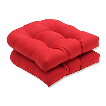 Pillow Perfect Indoor/Outdoor Red Solid Wicker Seat Cushions, 2-Pack