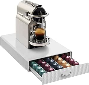 Navaris Cassetto Porta Cialde caffè - Contenitore 50x Capsule ESE Ø ca. 38mm Compatibile con Nespresso Lavazza Bialetti - Portacialde Macchina Espresso - Box Bianco