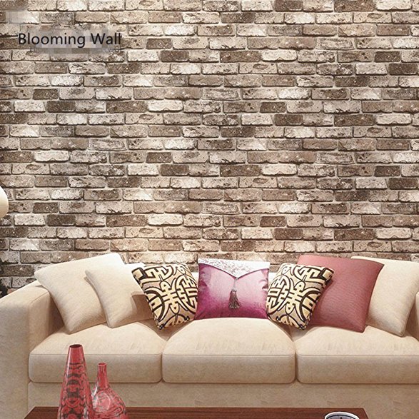 Blooming Wall: Faux Rustic Tuscan Brick Wall Pattern Wallpaper Roll for Livingroom Bedroom, 20.8 In32.8 Ft=57 Sq.ft