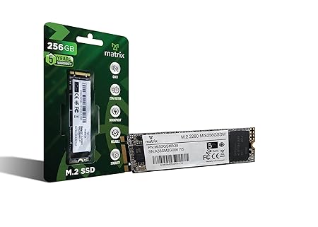 Matrix 256GB M.2 (2280) Internal Solid State Drive (SSD), Read Up to 560MB/s, Write Up to 500MB/s, 5 Year Warranty