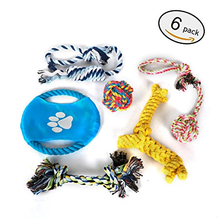 Ezerbery Chew Teething Ropes Pet Accessories for Medium to Small Doggie Variety Pet Toys Dog Toys, 6 Pack Set