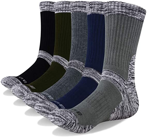YUEDGE Men's Crew Socks Moisture Control Wicking Cushion Anti Blister Performance Cotton Active Athletic Socks