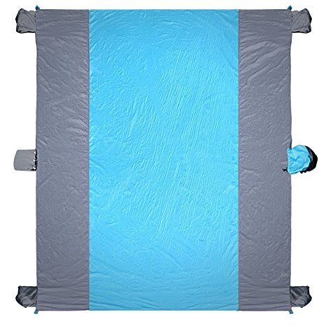 HOMFA Beach Mat Sand Proof Blanket with 6 Sand Securing Pockets for Beach, Picnic, Camping Hiking Outdoor Traveling Portable