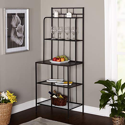 Metal Kitchen Bakers Rack - Indoor Bakers Rack, Black; the Perfect Pantry Rack for Your Kitchen or Dining Area