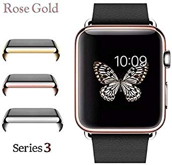 Josi Minea Protective Snap-On Case with Built-in Clear Screen Protector - Anti-Scratch & Shockproof HD Shield Ultra Thin Cover Guard Compatible with Apple Watch Series 3-38mm [ Rose Gold ]