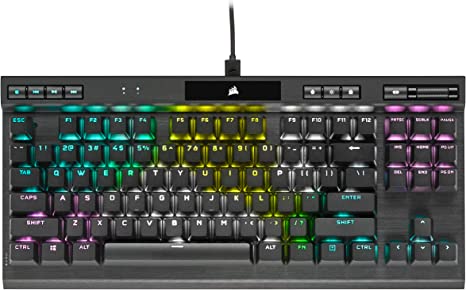 Corsair K70 RGB TKL Champion Series Tenkeyless Mechanical Gaming Keyboard (Cherry MX Blue Keyswitches, Aluminum Frame, PBT Double-Shot Keycaps, AXON Processing Technology) QWERTY - NA Layout, Black