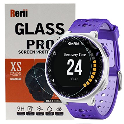 Rerii [2-Pack] Garmin Forerunner 220 230 Tempered Glass Screen Protector, High Definition, 9H Hardness, 0.3mm Thickness, Shatterproof, Delicate Touch,Real Glass