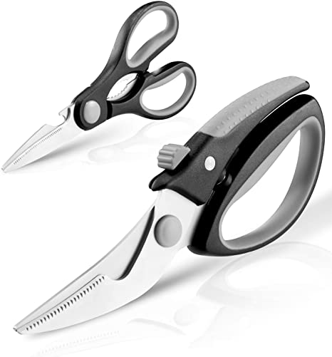 Kitchen Scissors, Kitchen Shears, 2-Pack Dishwasher Safe Come Apart Food Scissors, Multipurpose Stainless Steel Sharp Cooking Scissors for Chicken, Poultry, Fish, Meat, Herbs