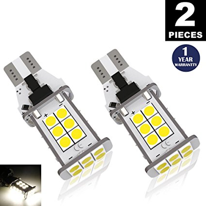 LUYED 2 X 1550 Lumens Extremely Bright Error Free 921 912 W16W 3030 24-EX Chipsets LED Bulbs Used For Backup Reverse Lights, Xenon White(Brightest backup light on the market)