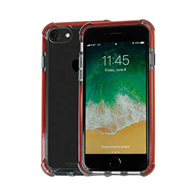 Idea Promo Clear Case Compatible for iPhone 6 | 6s | 7 | 7s | 8, Clear Case, Shock-absorption and Anti scratch, Heavy Duty Protective, Reinforced Corner and Rubber Bumper Shockproof (Dark Red)