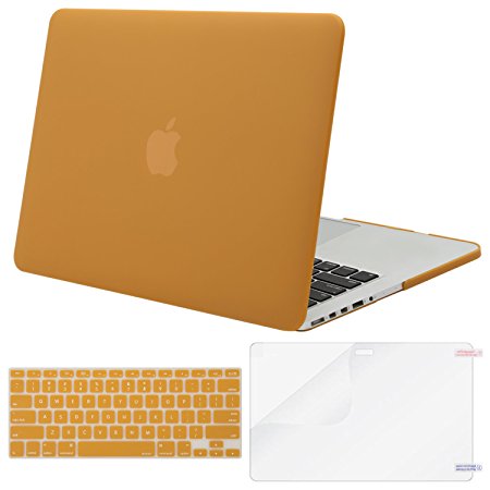 Mosiso Plastic Hard Case with Keyboard Cover with Screen Protector Only for MacBook Pro 13 Inch with Retina Display No CD-Rom (A1502/A1425, Version 2015/2014/2013/end 2012), Inca Gold