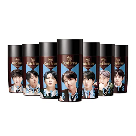 PALDO BTS BangTan Boys Kpop Cold Brew Americano Coffee Bottled Drinks, Ready To Drink Unsweetened Beverage Bottle Collection Set, 7 x 9.13 Fl Oz (All Members / Special Edition)