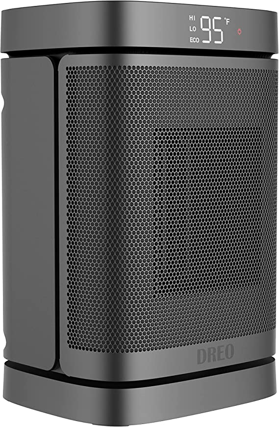 Dreo Space Heater, 1500W PTC Ceramic Heater with Digital Thermostat, Electric Heater with 70° Oscillating, 4 Modes, 12h Timer, Safety Heating, Portable Heater for Bedroom, Grey, 10.3 inch (DR-HSH004-G)