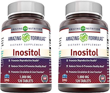 Amazing Formulas Inositol - 1000 Mg, Tablets - Promotes Reproductive Health - Reduces Stress & Promotes Healthy Mood - Promotes Circulation & Liver Function (120 Count (Pack of 2))