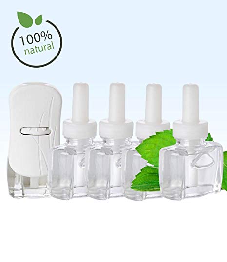 NEW - (4 Pack) 4 Scent Fill® Brand 100% Natural Peppermint refills AND (1) Glade® Warmer