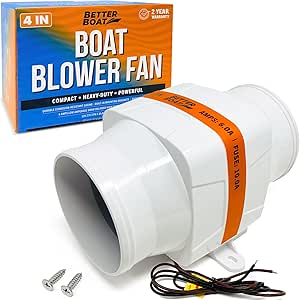 4" Boat Blower Fan Inline 12v Blower Fan High CFM 270CFM Marine Engine Gally Head and Boat Bilge Blower Fan 4 inch Inline Duct Fan Marine Blower Fan Motor Boat Fans 12 Volt (3 or 4 Inch)