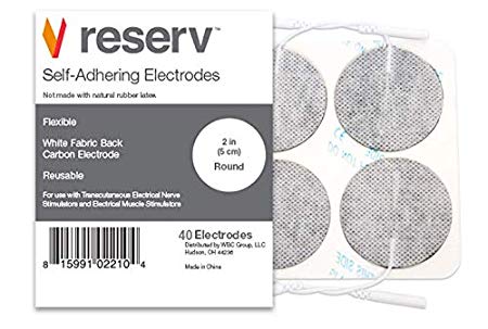 reserv 40 Pack of 2" Round Premium Re-Usable Self Adhesive Electrode Pads for TENS/EMS Unit, Fabric Backed Pads with Pre