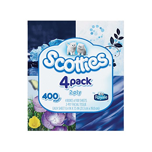 Scotties 2-Ply Facial Tissue, 100 Count (Pack of 4)