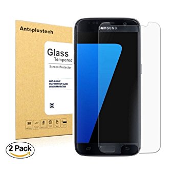 Galaxy S7 Tempered Glass Screen Protector [2-Pack] Antsplust Easy to install HD Anti-Scratch Screen Protector[Ultra-Clear] [Bubble Free] [Anti-Fingerprint]for Samsung Galaxy S7