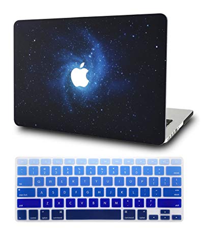 KEC Laptop Case for New MacBook Air 13" Retina (2019/2018, Touch ID) w/ Keyboard Cover Plastic Hard Shell Case A1932 2 in 1 Bundle (Blue)