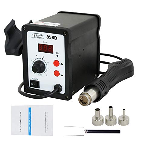 ZENY 858D Hot Air Gun Rework Station SMD Solder Soldering Digital 3 Nozzles