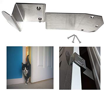 TheDoorLatch Adjustable Door Latch. Keeps Dogs Out of Litter. Holds Door Open for Cats. Super Easy Installation. Cat Door Strap. Dog Proof Litter Box.