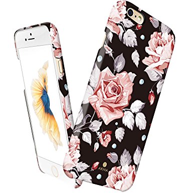 iPhone 6 Plus / 6s Plus case retro flower, Akna Vintage Obsession Series High Impact Slim Hard Case with Soft Fabric Interior for both iPhone 6 Plus & iPhone 6s Plus (5.5")[Berlin Black](U.S)