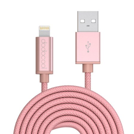 dodocool Lightning Cable MFi Certified Braided Lightning to USB Charge 10ft / 3m for iPhone iPad iPod Rose Gold