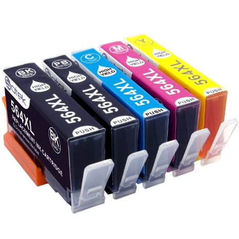 Sotek 5 Pack High Capacity Replacement for HP 564 HP 564xl ink Cartridge Compatible with HP Photosmart 5520 6520 6510 7510 7520 7515 C6380 C310a (1 Black 1 Photo Black 1 Cyan 1 Magenta 1 Yellow)