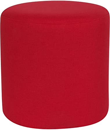 Flash Furniture Barrington Upholstered Round Ottoman Pouf in Red Fabric