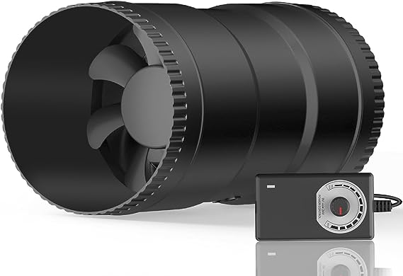 Hon&Guan 6 Inch Inline Booster Duct Fan with Speed Controller - 345 CFM Airflow with 19.2W Ultra-Low Power and Low Noise