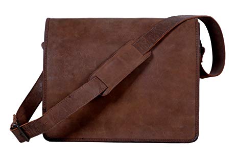 Komal's Passion Leather 14 Inch Retro Leather Laptop Messenger Bag