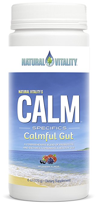 Natural Vitality CALM Specifics Calmful Gut - Probiotics and Enzymes for a Healthy Gut - Wildberry, 6 oz