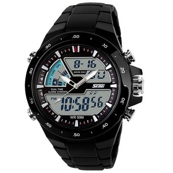 SKMEI 1016 New Sports Watch Silicone 50M water resistant Light Digital Black