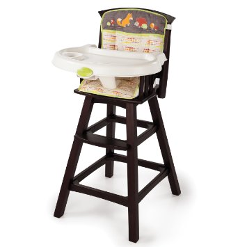 Summer Infant Classic Comfort Wood High Chair, Fox and Friends, Espresso Stain