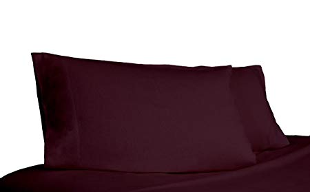 Whisper Organics Organic Cotton Flannel Pillow Case Set (King, Aubergine)