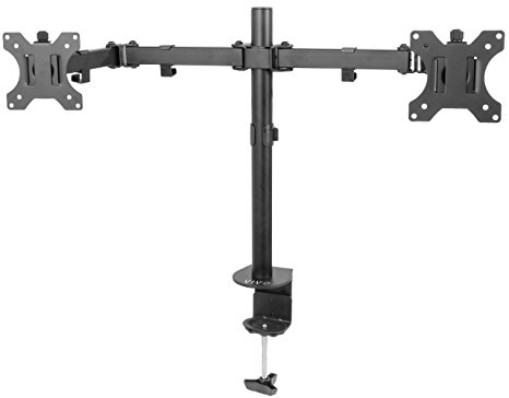 VIVO Full Motion Dual Monitor Desk Mount VESA Stand with Articulating Double Center Arm Joint | Holds Two 13" to 30" Screens (STAND-V102)