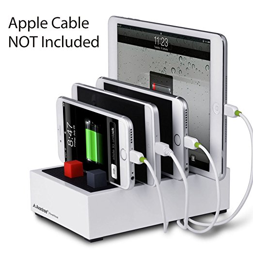 Avantree PowerHouse Desktop Multiple Devices USB Charging Station, 4 Port 4.5A Fast Charger Docking with Cable Management for iPhone iPad Tablets etc