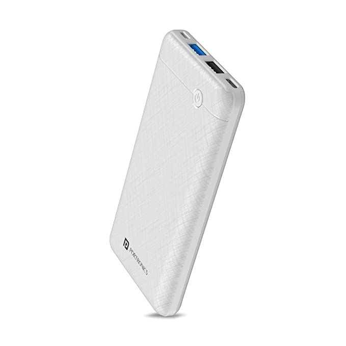 Portronics Power Brick II 10000 mAh Power Bank with LED Indicators, Fast Charging for Mobile & Other Devices(White)